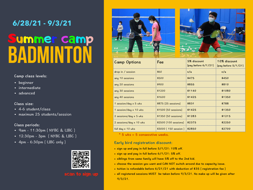 2021 Summer Badminton Camp