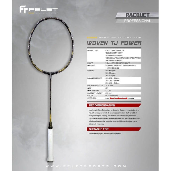 FELET Woven TJ Power Badminton Racket (Free String)